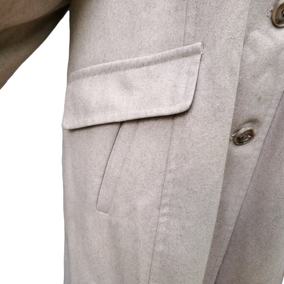 London Fog Tan Wool Blend Pea Coat Trench Size XL - Picture 6 of 15
